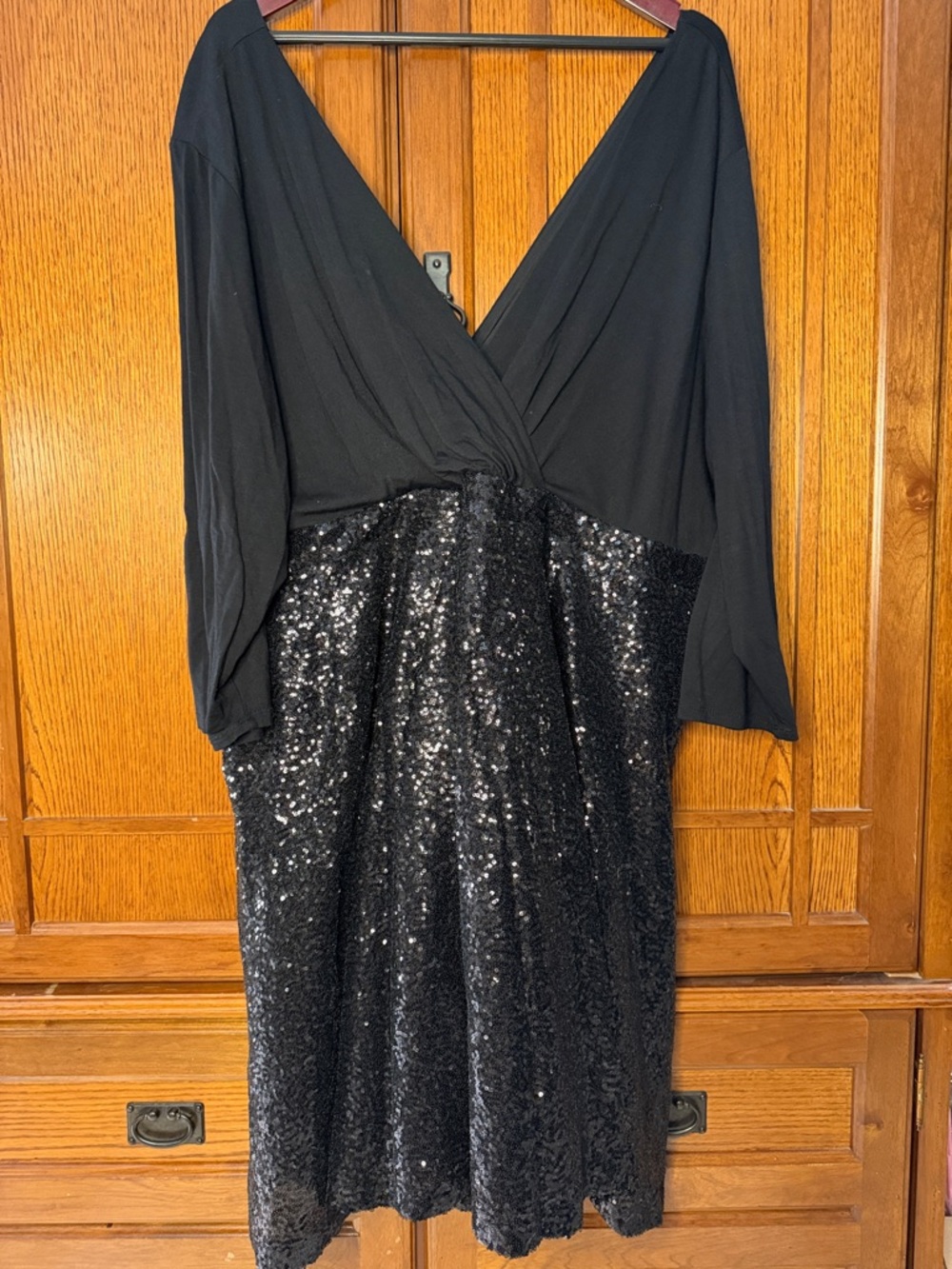 Torrid Sequin Skater Midi Dress Plunge Neck Surplice Bodice Evening Party LBD